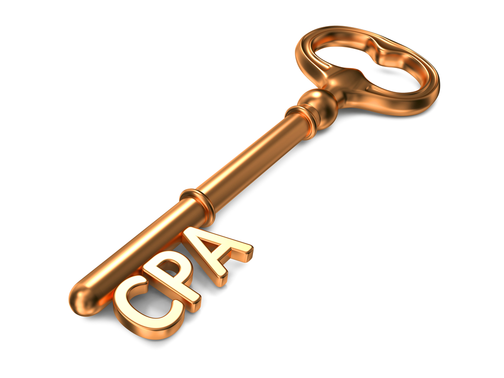 CPA - Golden Key on White Background. 3D Render.  Information Concept.